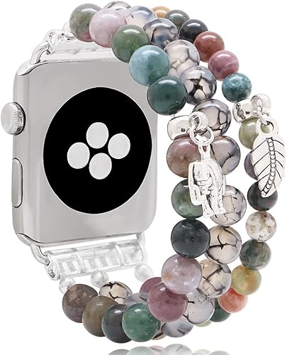 Pulsera de cuentas de KAI Top compatible con Apple Watch Band de 1.496 pulgadas, 1.575 pulgadas, 1.614 pulgadas, 1.654 pulgadas, 1.732 pulgadas,