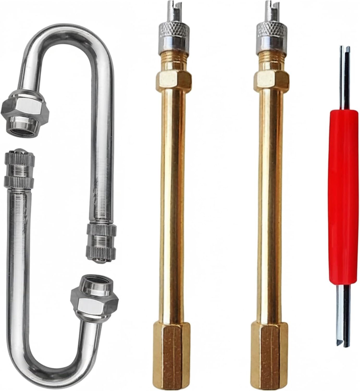 ZILAMGOO 5PCS Dually Valve Stem Extenders, Heavey Duty, Straight Metal Dual Wheel Valve Stem Extensions for Truck Tires, RV Tires, Motorhome, Coach, Pickup, Motorcycle, Bike, Trailers