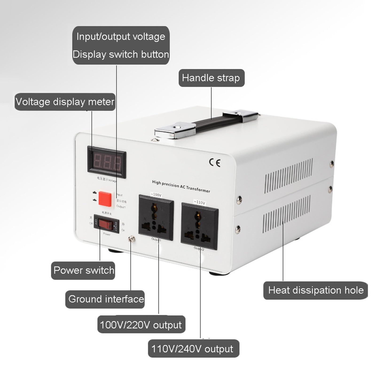 Przetwornica napięcia 500-3000 W, transformator podwyższający/obniżający napięcie - przetwornica napięcia 110 V do 220 V / 220 V do 110 V z uniwersalnym gniazdem AC,500W-110V-to-220V
