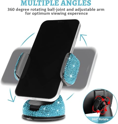 Miniatura 3 de eing Soporte de teléfono celular para automóvil con una base de ventilación más, soporte universal de cristal brillante para tablero, parabrisas y