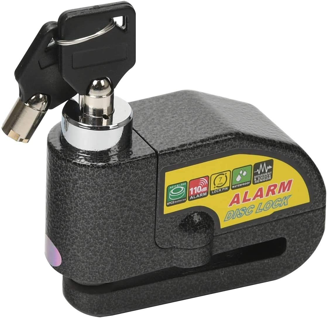 Auto Hub Alloy Motorcycle/Bike Brake Disc Security Alarm Lock Padlock, Black