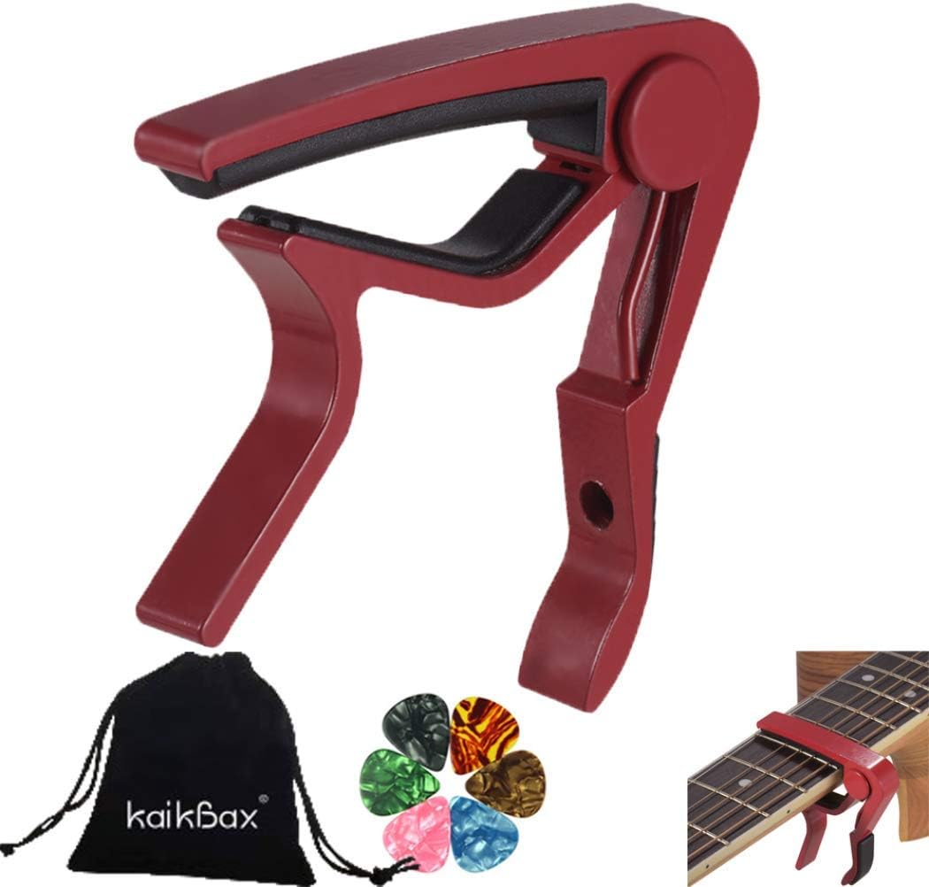 LKTingBaxRed Professional Guitar Tuner Guitar Capo for Acoustic Guitar, Electric Guitar,Ukulele,Bass,Banjo,Mandolin+6 PCS Guitar Picks +Guitar Picks bag Making Life Easier