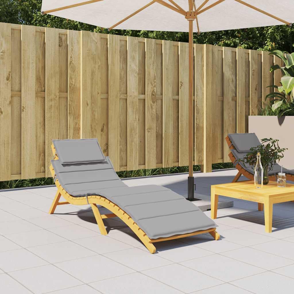 Cuscino per Lettino Prendisole Grigio 186x58x4 cm | Imbottitura soffice con laccetti antiscivolo e fascia elastica, ideale per giardino, terrazzo e soggiorno.