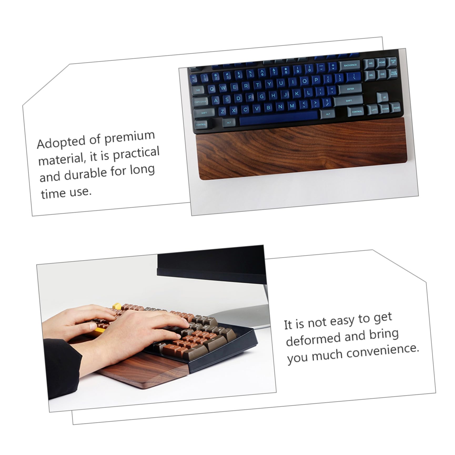 Ergonomische Handgelenkauflage für Tastatur aus Walnussholz 440mm