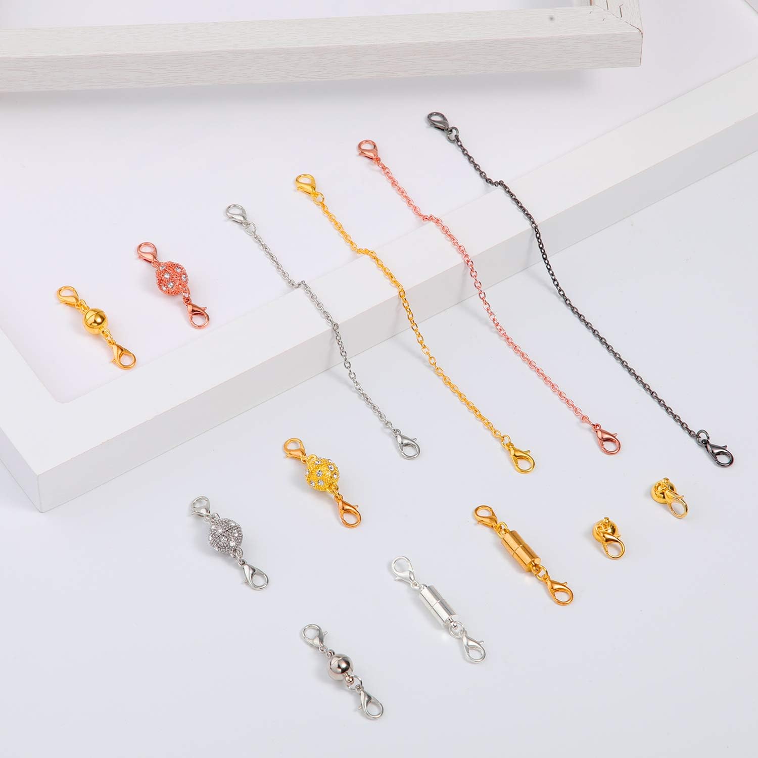 Honoson 31 Pcs Necklaces Bracelets Extender Set Includes 4 Colors Chain Extender 3 Style Magnetic Clasps Jewelry Locking Clasps Closures Lobster Clasp Connector for DIY Crafts Making Supplies - Image 4
