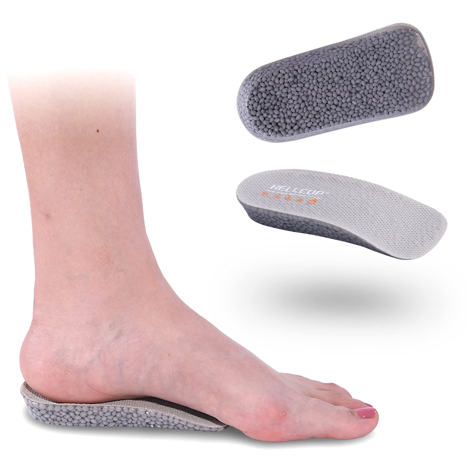 3/4 Arch Support Orthoic Heel Cup Inserts for Plantar Fasciitis, Heel Spurs, Sore, Bruising, Achilles Tendon, Silicone Heel Cushion Pads for Foot Pain Man and Women