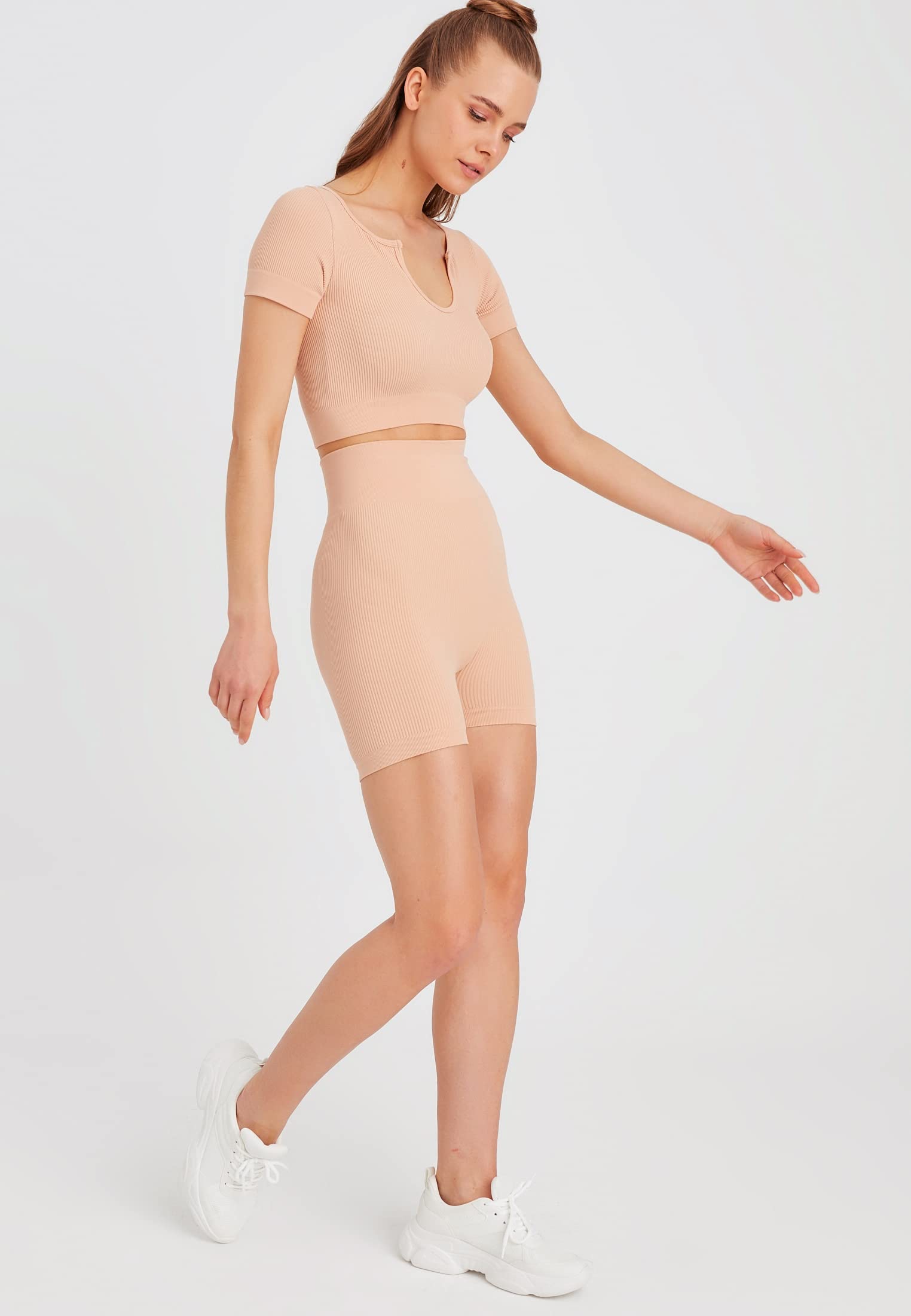 Leif Nelson Pantaloni corti da ciclismo da donna, leggings booty, a vita alta, per sport, palestra, senza cuciture, opachi, per yoga, fitness, palestra, allenamento