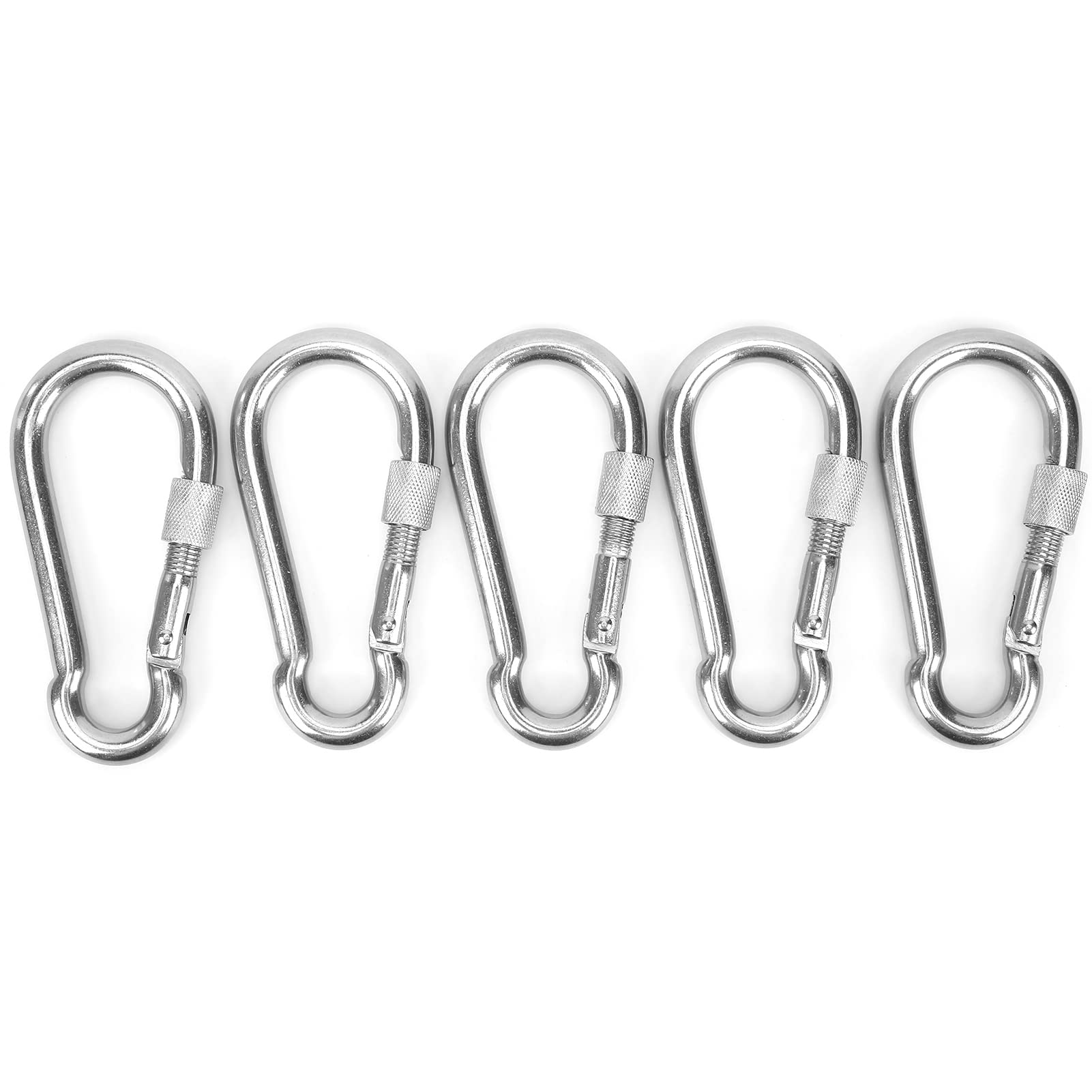 Bediffer Karabiner mit Karabinerhaken, Robust, 5 Stück, für Camping, Wandern, Angeln, Edelstahl, 120 Mm