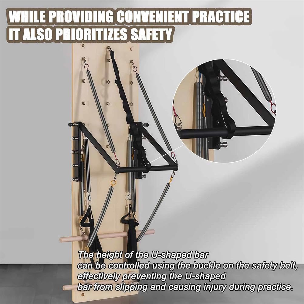 Máquina Reformer Pilates Pared, Tabla Pilates Madera Arce con Resortes Resistencia, Equipo Yoga y Fitness para Flexibilidad & Equilibrio, Gimnasio Doméstico & Studio