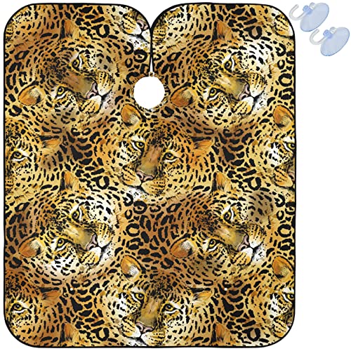 visesunny Barber Cape Golden Leopard Pattern Polyester Hair Cutting Salon Cape Apron Anti-Static Haircut Water-Resistant Shaving Cloth Beard Shaving Bib Hairdressing Cape