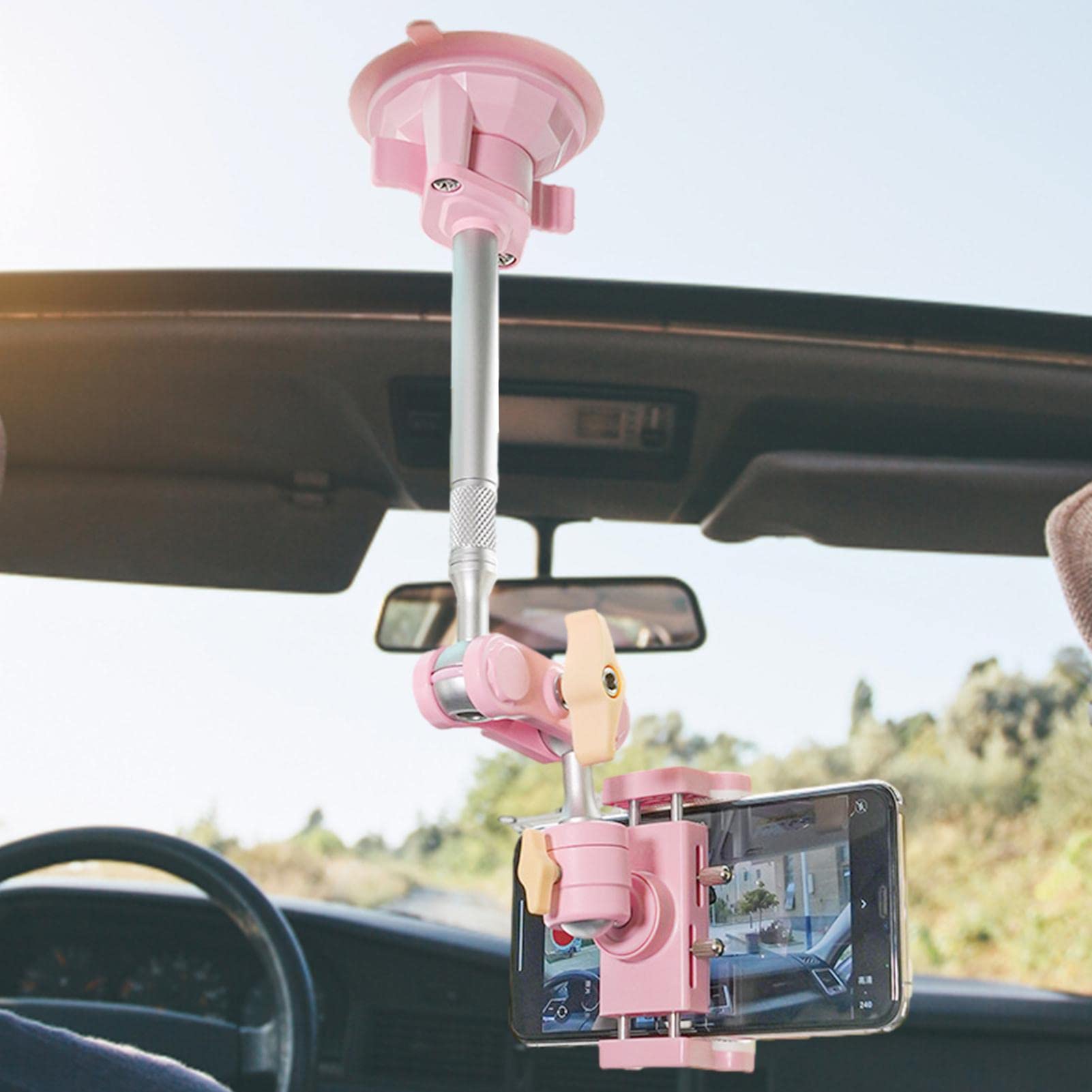 teléfono para Coche,teléfono para salpicadero Adhesivo con Junta esférica giratoria | Soporte para teléfono móvil 360 Grados Soporte Largo Estructura antivibración