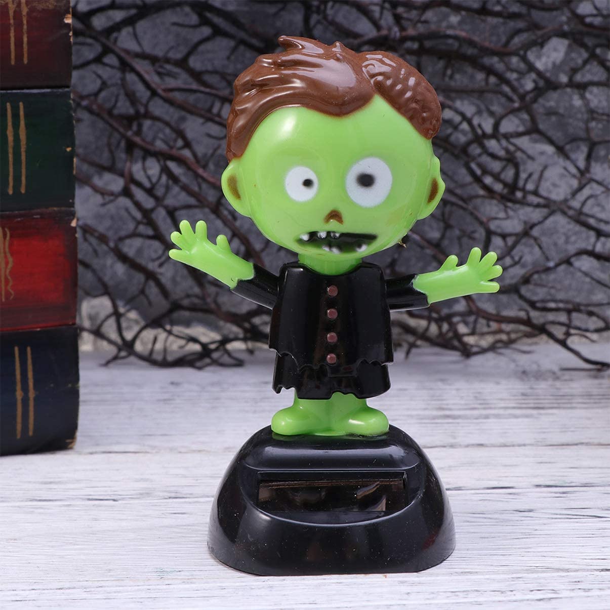 Juguete solar de Halloween para bailar con cabeza agitada, figura de zombi, estatua de tablero de tablero de automóvil, adornos para decoración de vehículos 6