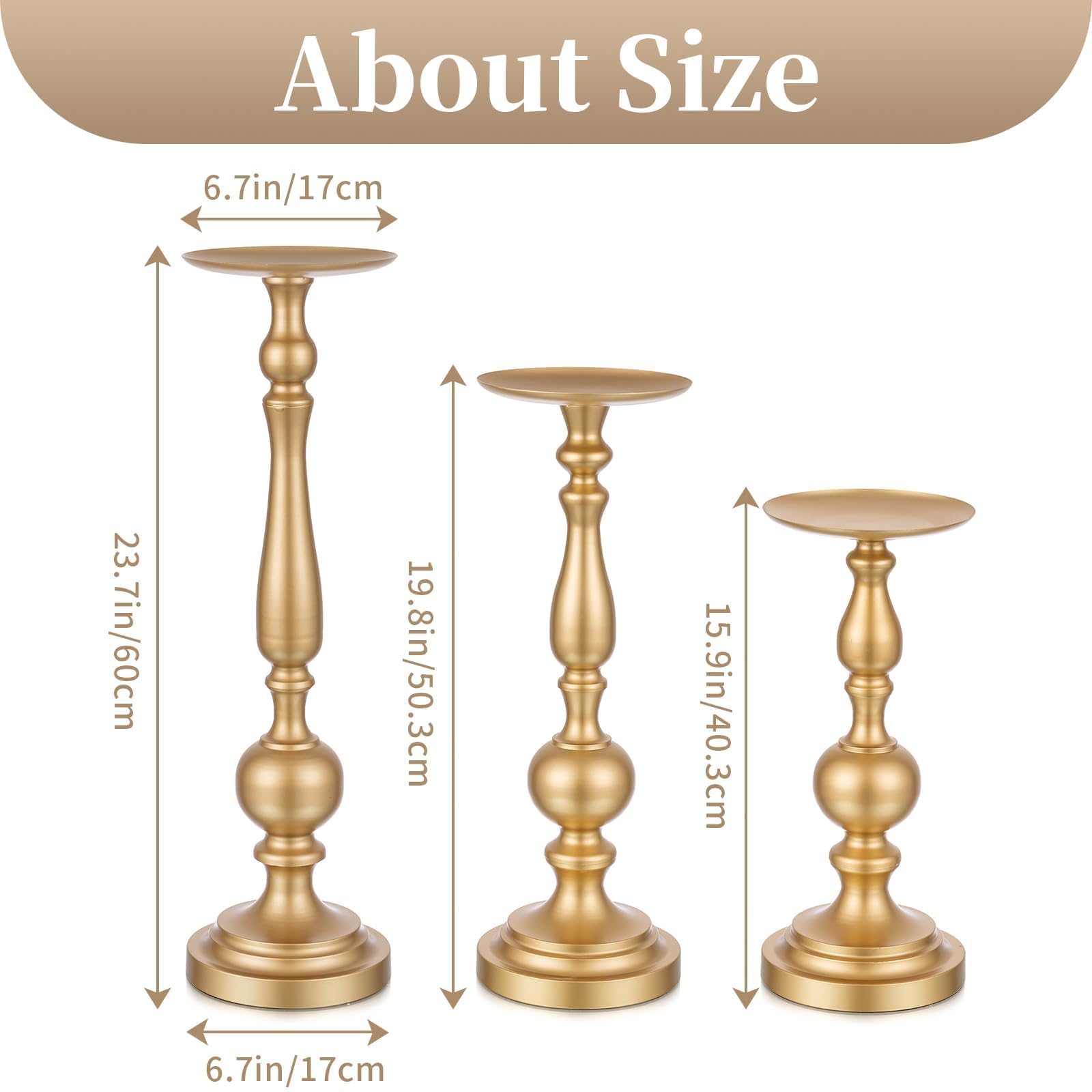 NIKKY HOME Set Di 3 Portacandele Conici Oro Antico - Candelieri In Resina Per Centrotavola, Matrimonio, Camino, Decorazione Casa - 5