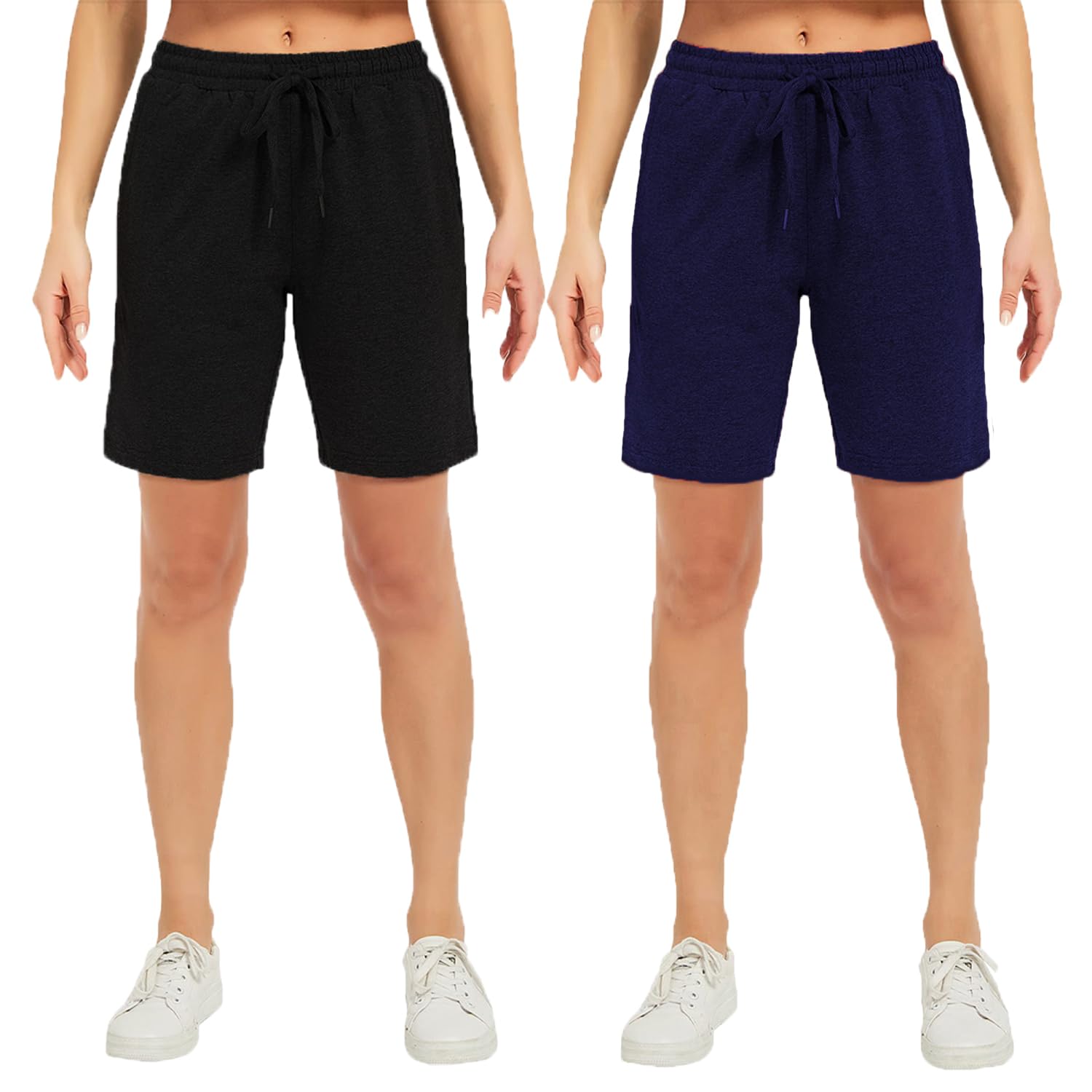 brand flex Women's Regular Shorts,Athletic Gym Shorts, Running Jogger Shorts Navy& Black (Pack of 2)-picture-12