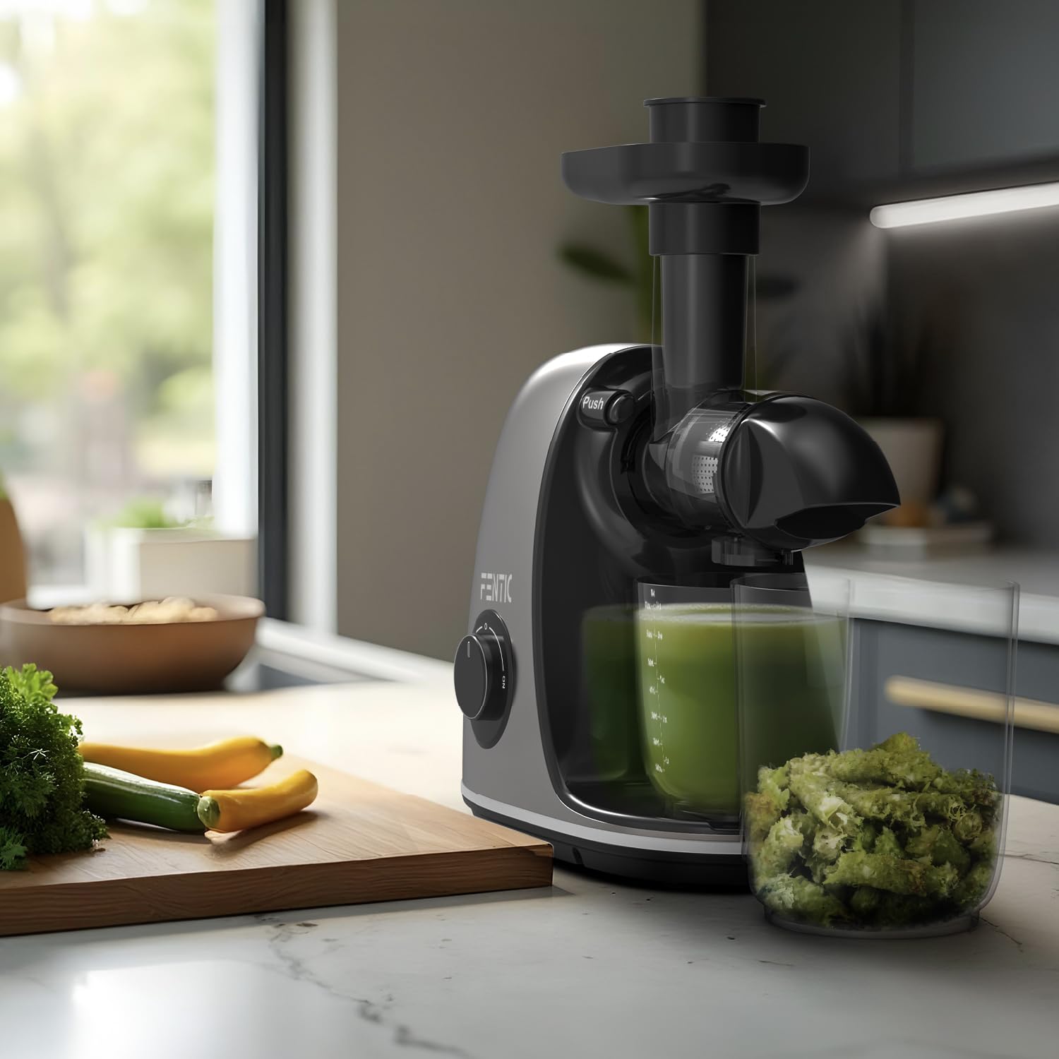 Estrattore Frutta e Verdura – Centrifuga Frutta e Verdura – Orizzontale Estrattore Di Succo con Funzione di Inversione – Motore Silenzioso e Potente - Con Tazza per Polpa e Succo
