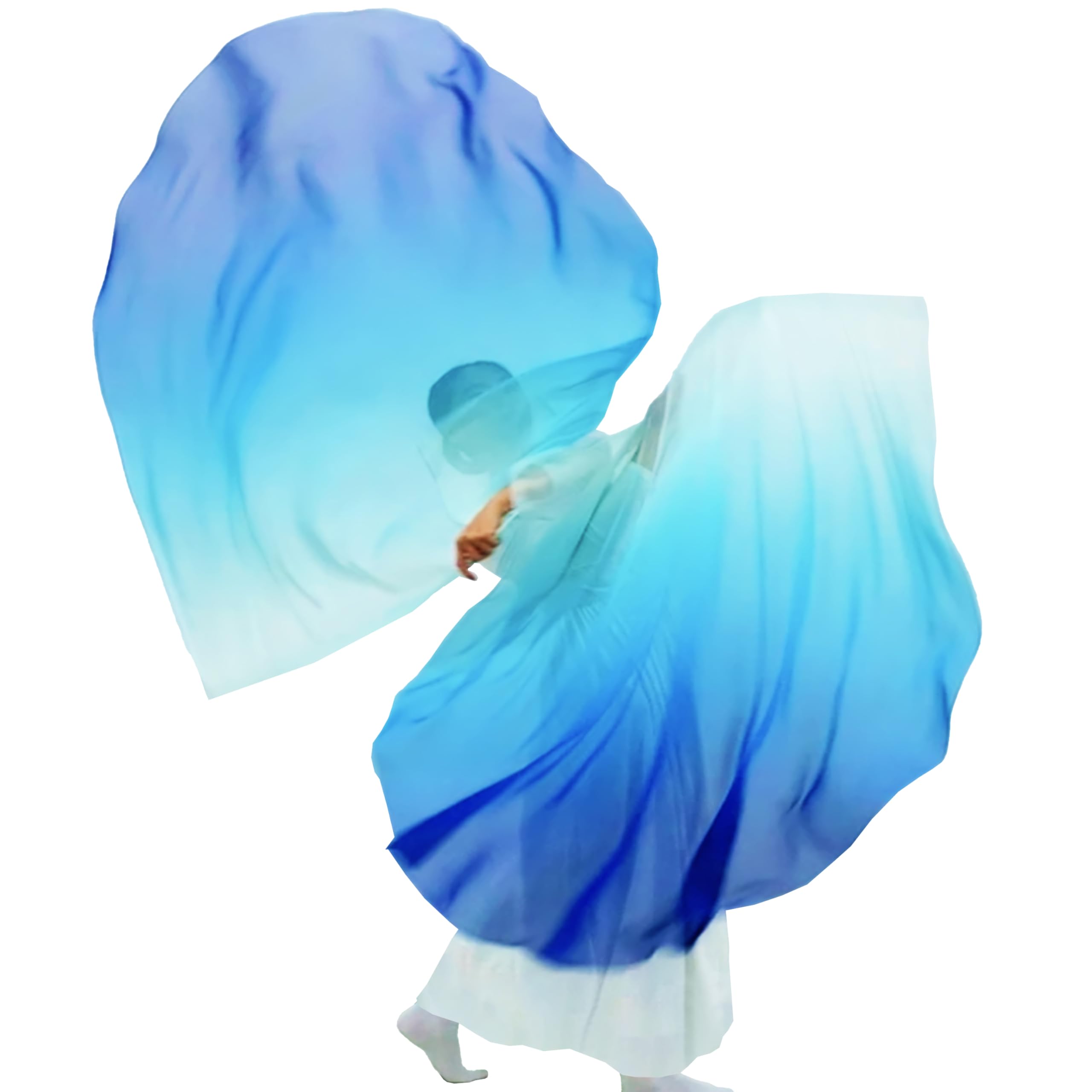 Wuchieal Juego de 2 banderas de adoración de 55 pulgadas, banderas de guardia de color, banderas de danza cristiana, banderas de baile de alabanza para banderas de baile de adoración, 6# blanco, azul