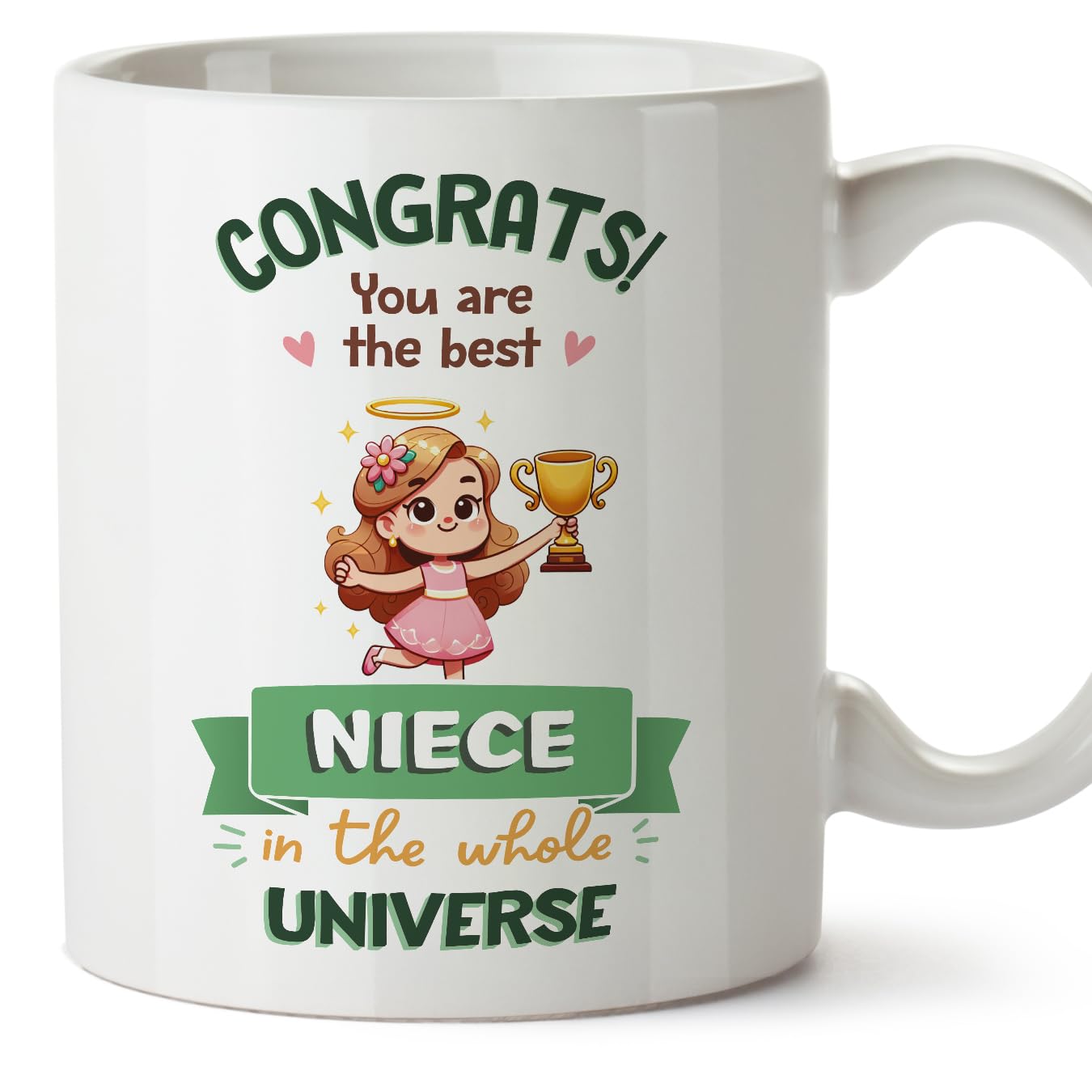 MUGFFINS Niece Mug - in English - Best in Universe Trophy - Funny Gift - Ceramic 11oz Mug