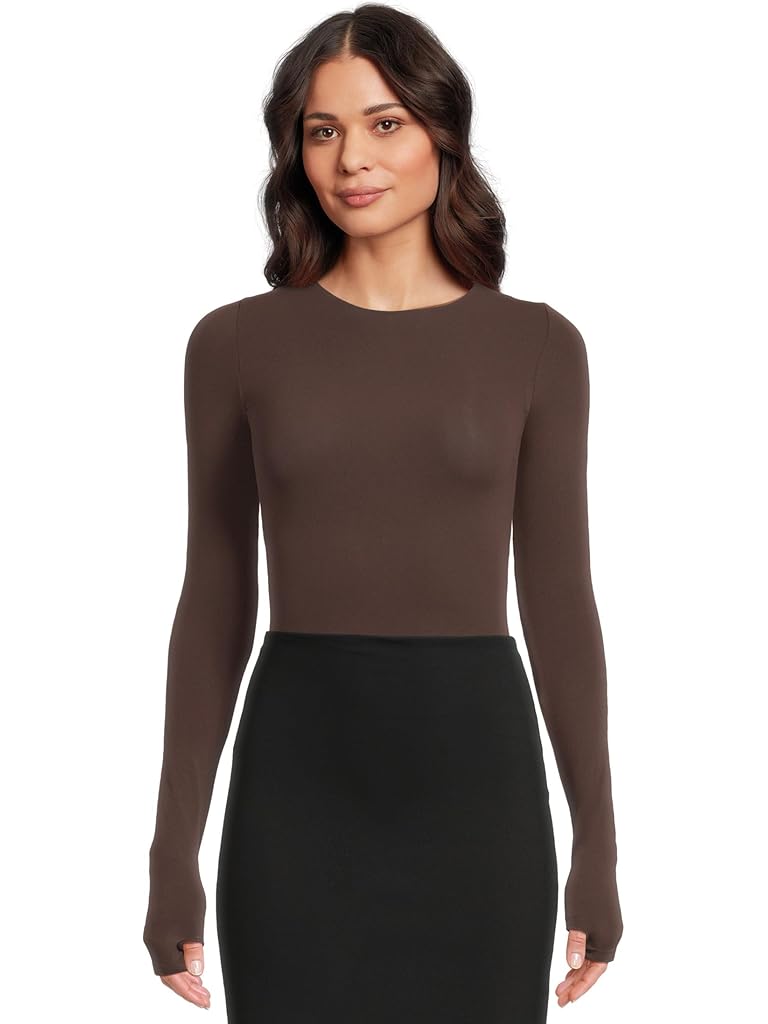 Brown Commando Ballet Long Sleeve Bodysuit w/ Thumbholes