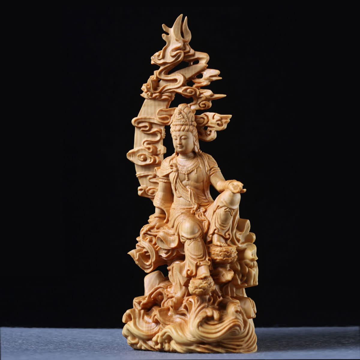 観音様 立像 観音菩薩 木彫り 仏像 彫刻 開運 風水 置物 縁起物 【公式 
