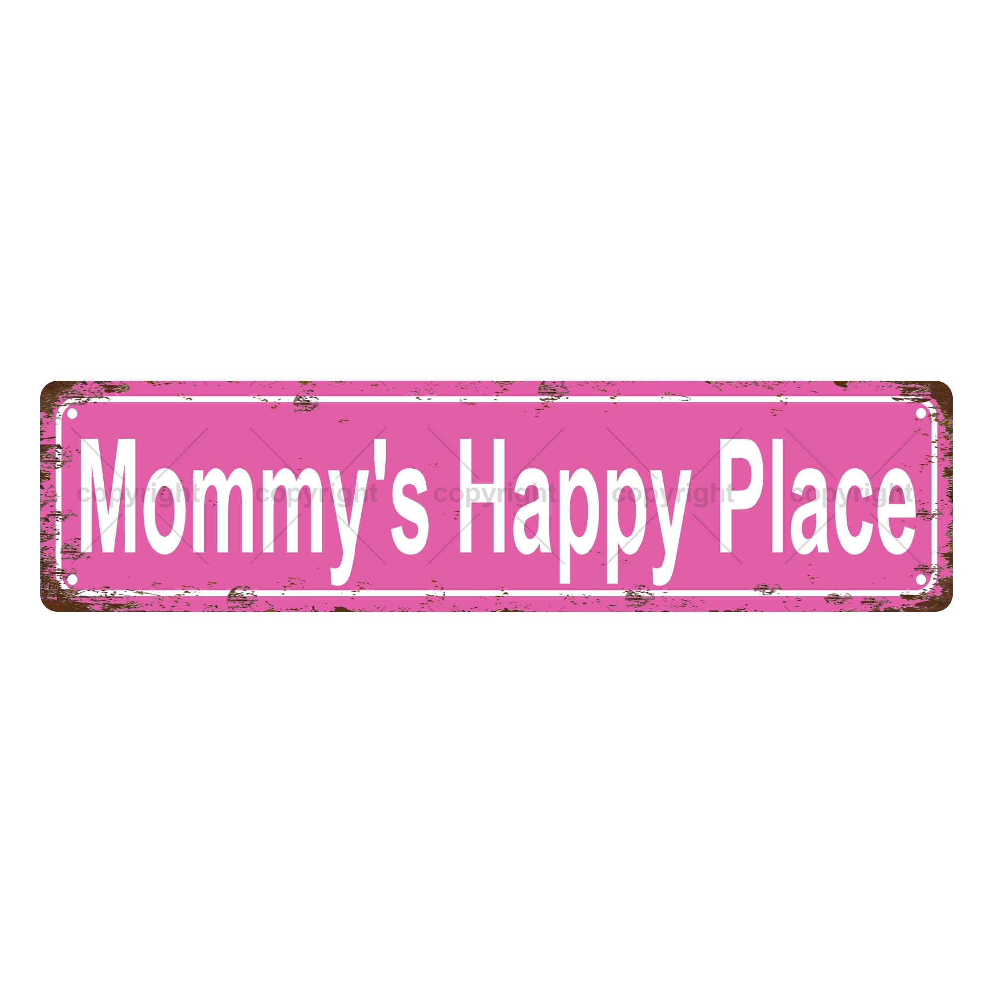 Mommy's Happy Place Space Metal Tin Street Sign Bar Cafe Garage Cave Home Room Wall Bathroom Farmhouse Garden Porch Patio Decor,4x16 Inch