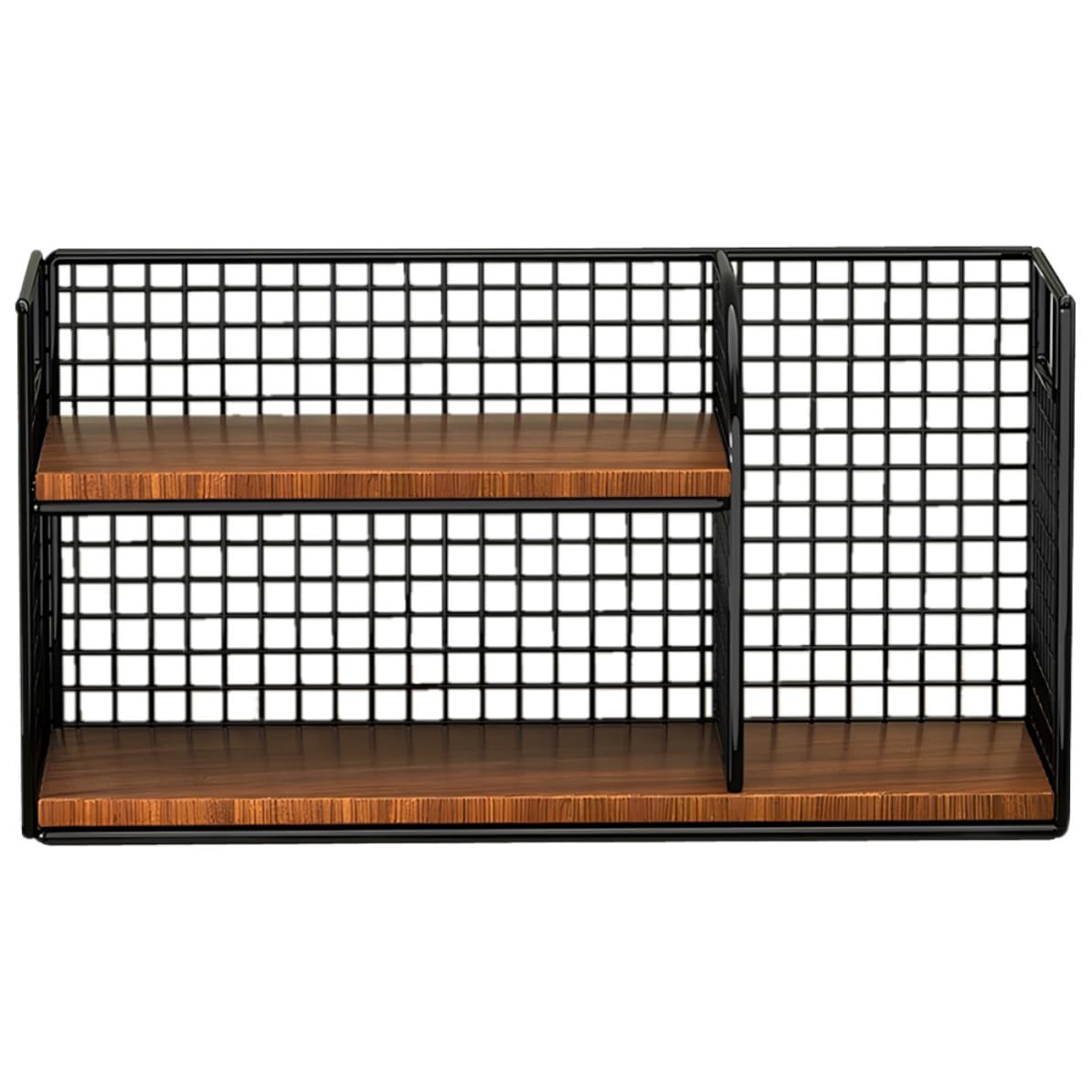 Zweistöckiger Badezimmer Make Up Organizer aus Eisen und Holz Schwarz