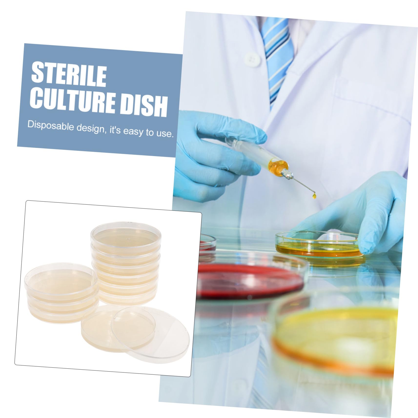 Placas De Agar Nutritivo 9 Cm Pre-vertido, Paquete De 10 Unidades, Placas De Petri Para Cultivo Microbiológico, Suministros Para Experimentos Científicos y Proyectos Escolares