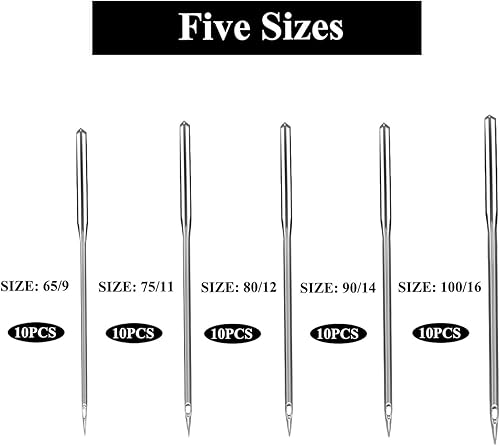 Miniatura 2 de Agujas para máquina de coser, 50 unidades, punta regular universal para cantante, hermano, Janome, Varmax, tamaños 659, 7511, 8012, 9014, 10016