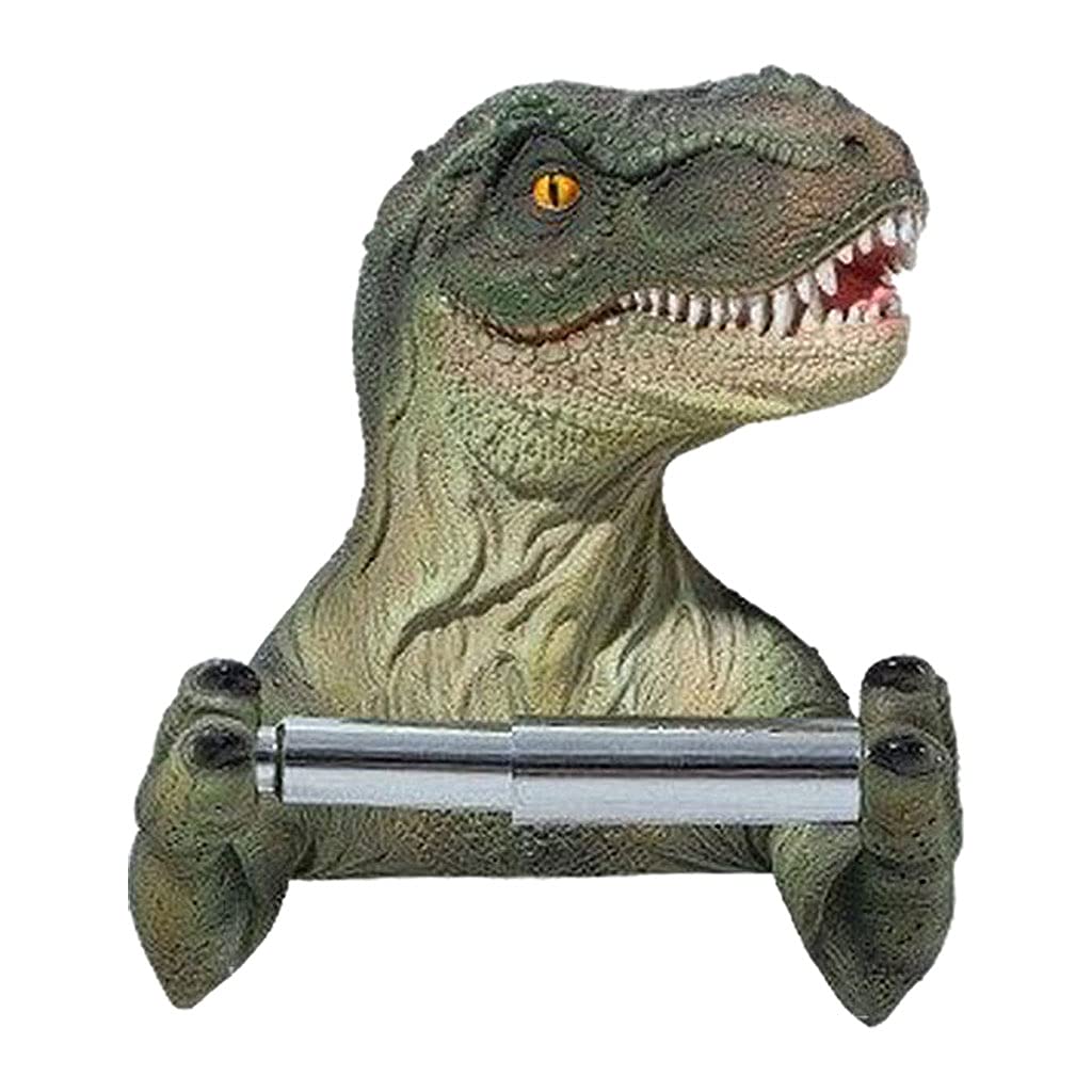 Fenteer Toilettenpapierhalter für Deko Badezimmer Modern,Klopapier Aufbewahrung Stanzfreier,Klopapierrollenhalter Handtuchhalter Rollenhalter für Toiletten Dekoration,Dinosaurier Grün.