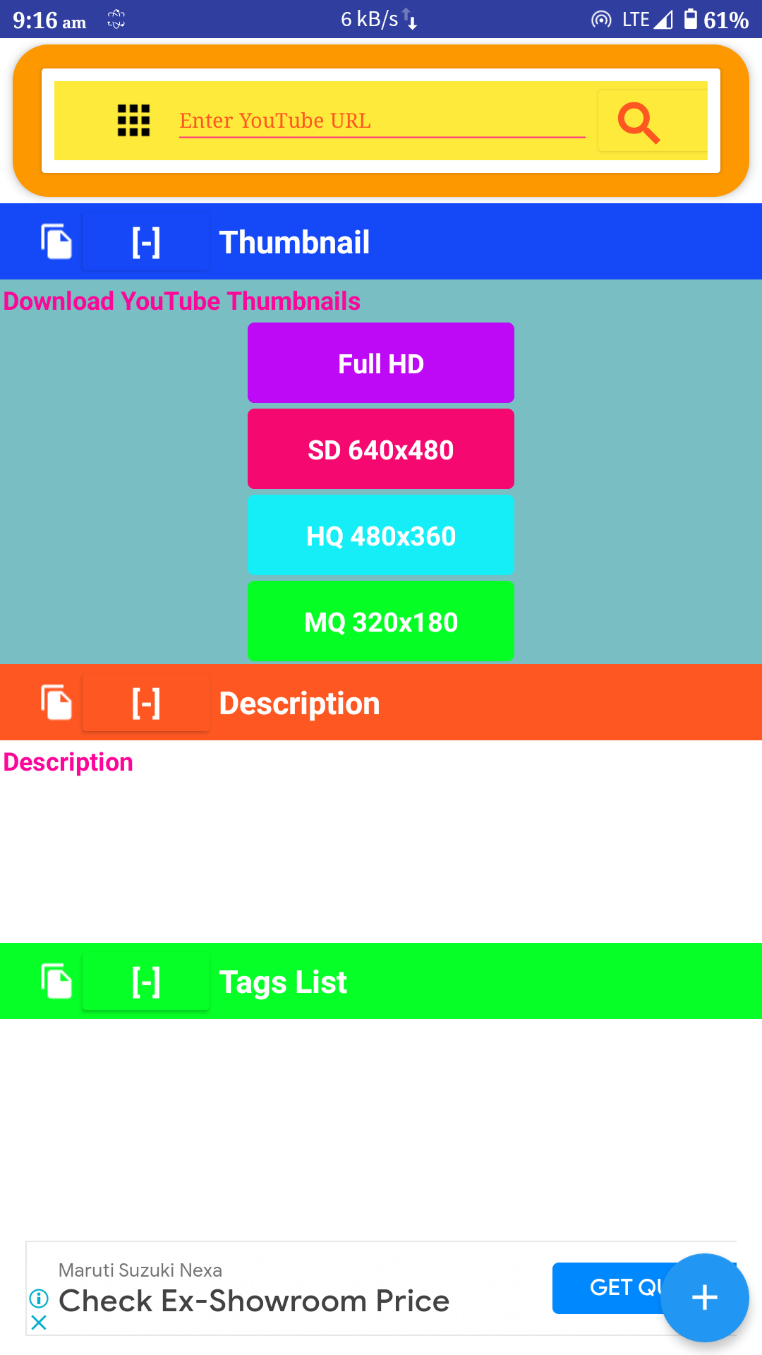 YouTube Tags Generator and Thumbnail Downloader App on Amazon Appstore
