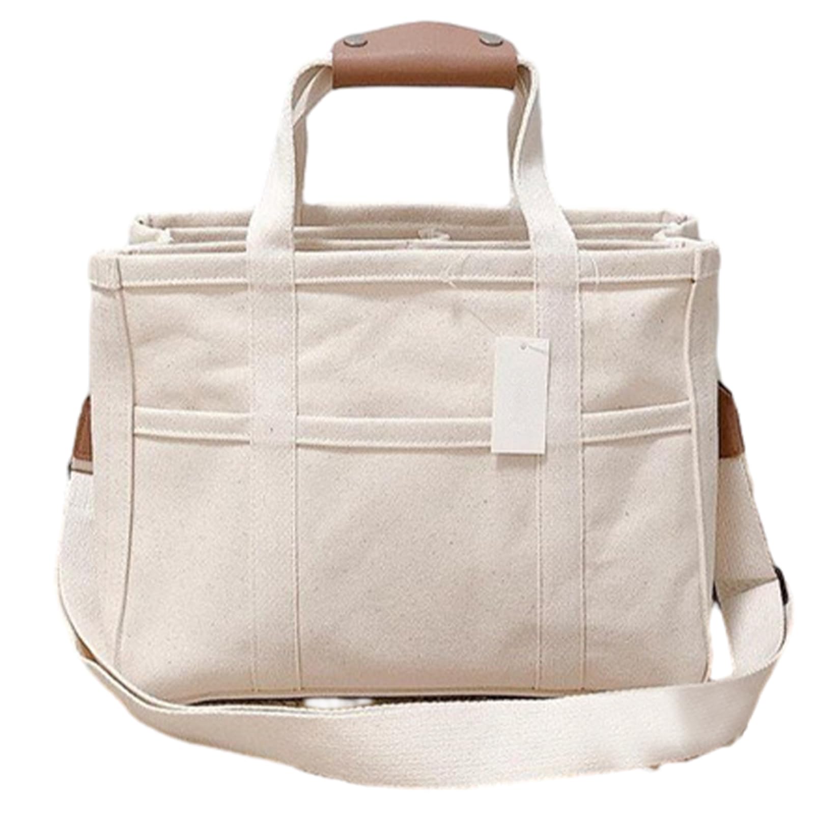 Nappy Bag - Large Diaper Bag, Shoulder Bag, Comfortable School Laptop Bag Made of Canvas with Large Capacity, Soft, Portable Shoulder Bag, Removable, Multifunctional Nappy Tote Bag, White, Siehe