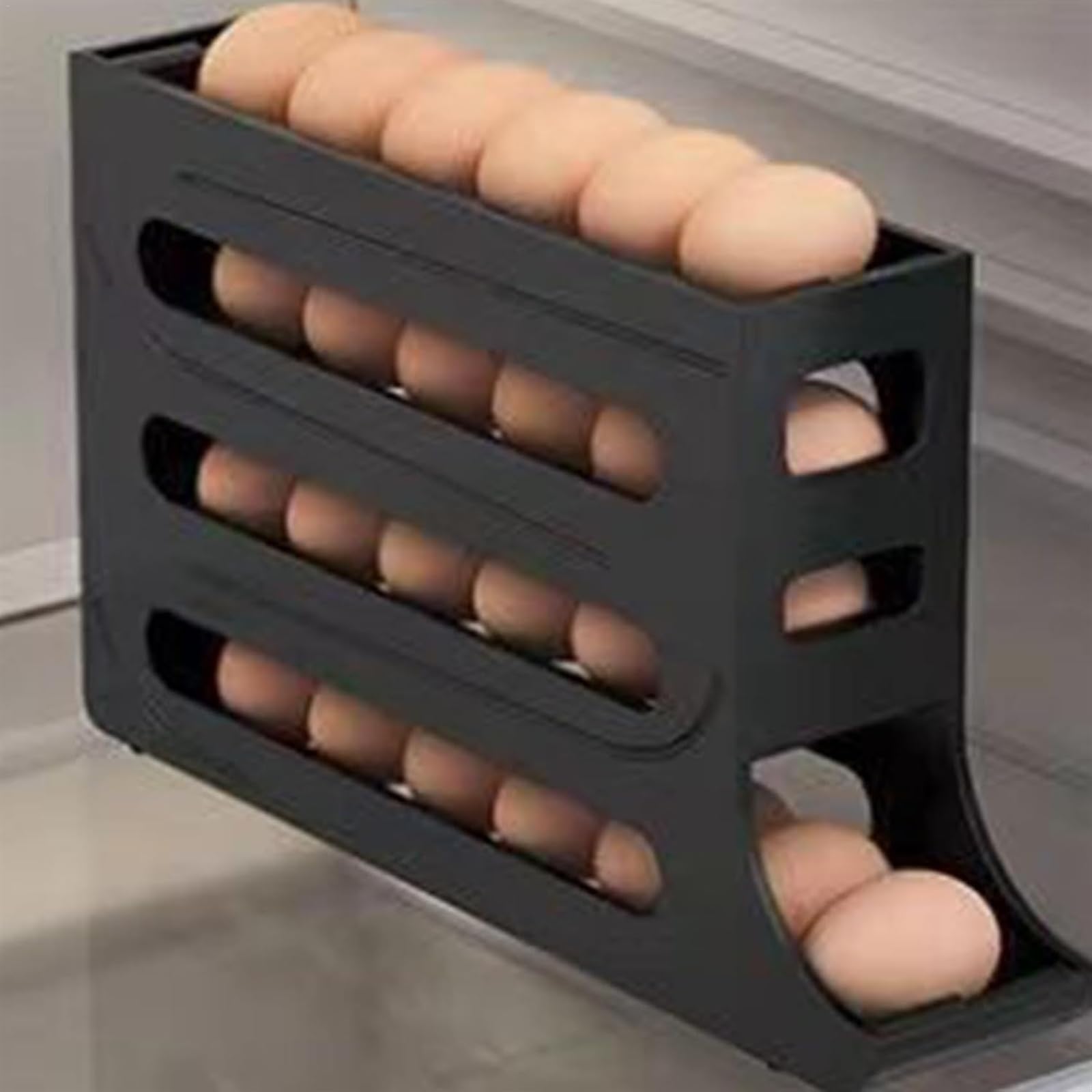 Soporte para huevos para refrigerador, organizador automático de 4 niveles, capacidad para 30 huevos, ideal para almacenamiento de encimera de cocina