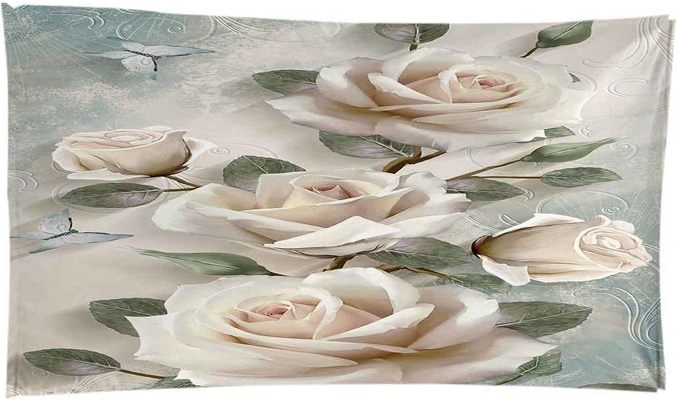 Strandtuch, 3D Drucken Wunderschöne Weiße Rose Mikrofaser Strandtuch Für Erwachsene, Yoga Handtuch, Badehandtuch, Sandfreies Schnelltrocknend Leichtes Handtuch Für Strand Schwimmen XXL 200 X 2-2K5G