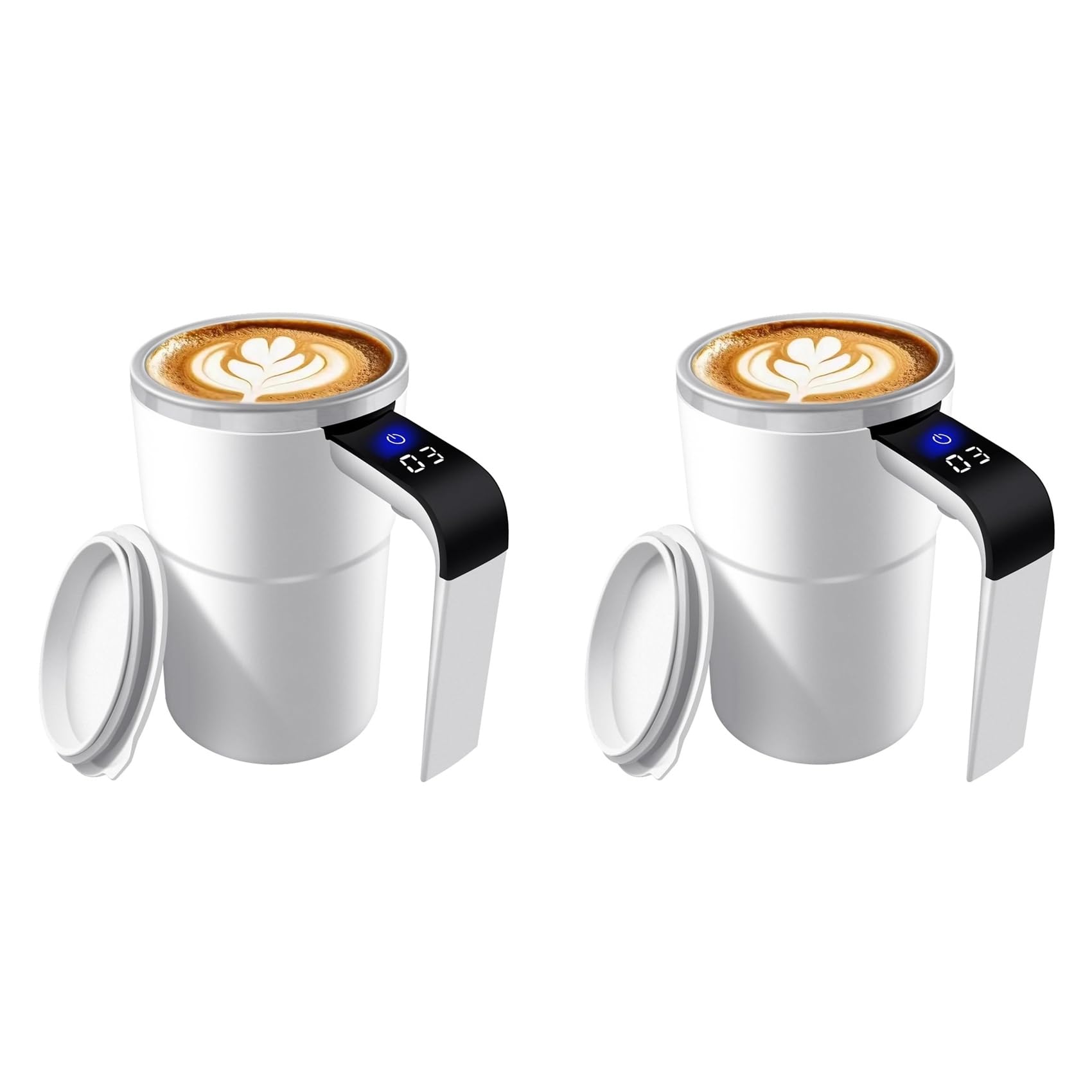 Hndhbfgrt 2X Automatic Self Stirring Coffee Mug, Electric Mixing Cup with Magnetic Stirrer,Rechargeable Mixer Cup with Temperature