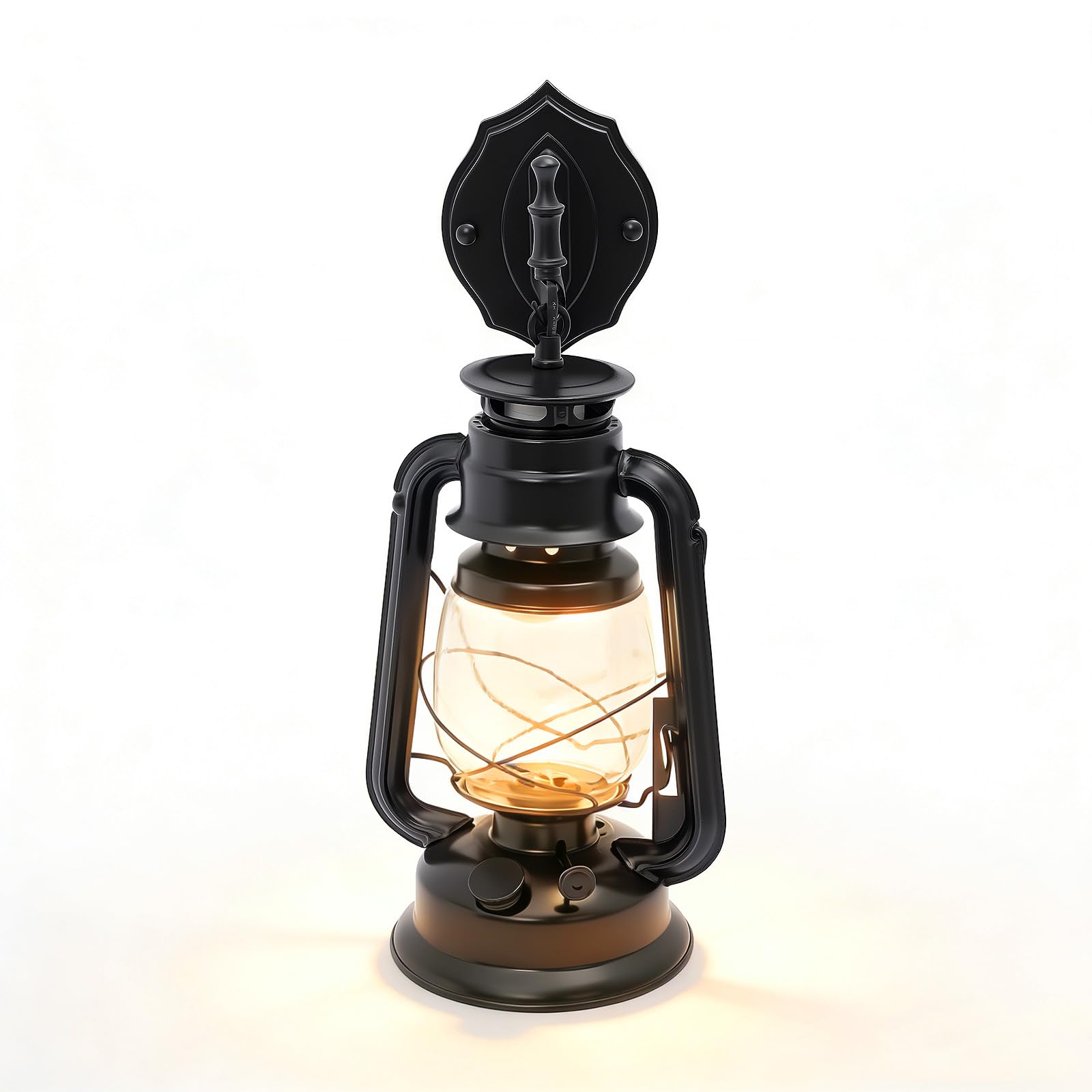 Latarnia ścienna LED w stylu vintage, czarna, E27, 5 W, 3000 K, metalowa, 38 cm