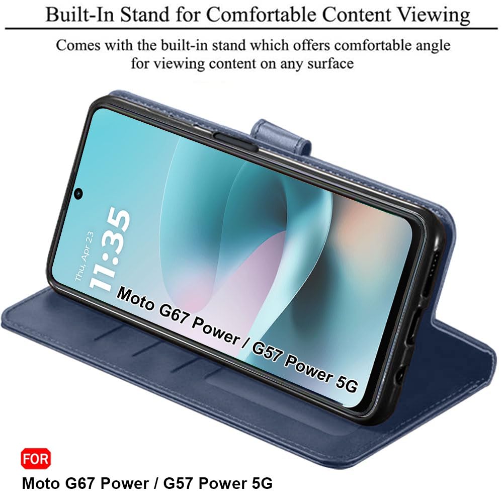 TheGiftKart Flip Back Cover Case for Motorola Moto G67 Power / G57 Power 5G | Dual-Color Leather Finish | Inbuilt Stand & Pockets | Wallet Style Flip Back Case Cover (Faux Leather, Blue & Sky) — Amazon image 4