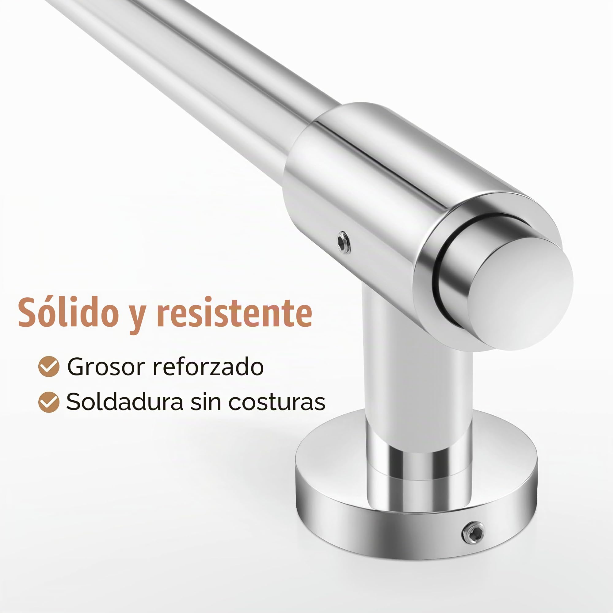 KES Barra Ducha Grifo Barra de Ducha Acero Inoxidable 18/8 Barra Soporte Ducha con Soporte Alcachofa Ducha 78CM Ajustable Pared Pulido, F209S78-PS
