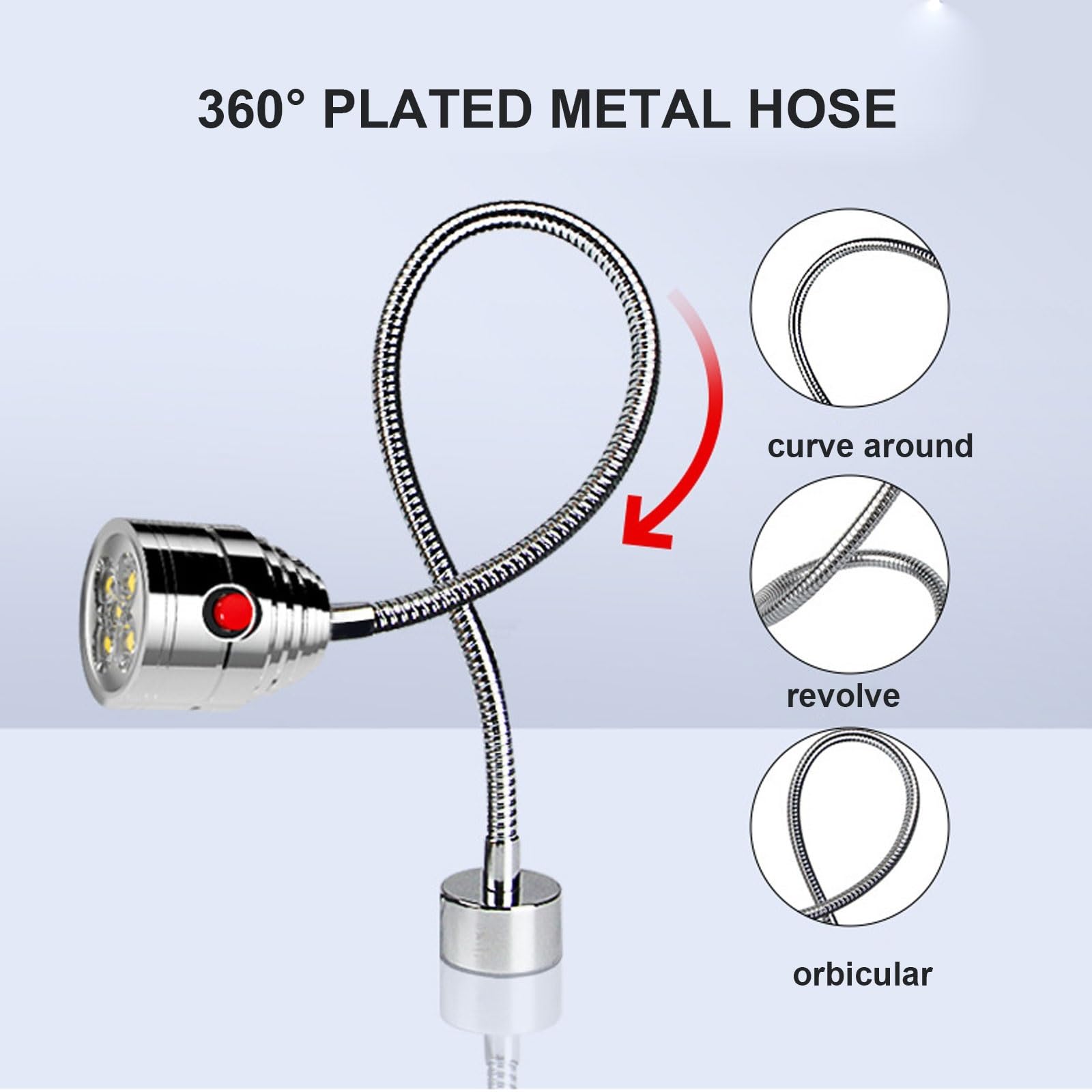 Lampe LED Col Cygne Flexible 110-220V Avec Base Magnétique Solide / Base Fixation à Vis, Lampe LED Pour Machine Industrielle Eclairage LED 360° Ajustable Pour To(Size:5W24-36V,Color:Base fixe à vis)