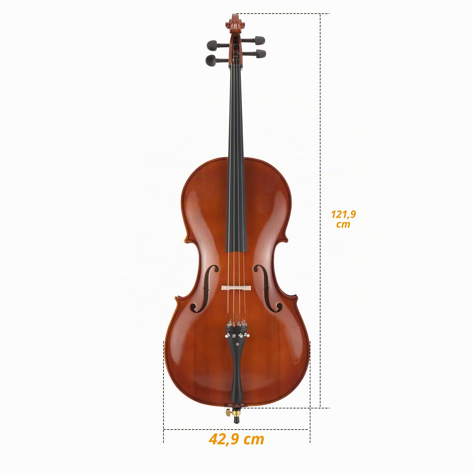 Bonnlo Violoncelle 4/4, Ensemble Complet avec Etui, Archet, Resine, Cordes et Colophane, Idéal pour Débutants et Joueurs Intermédiaires