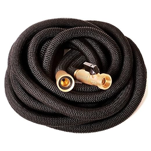 Riemex Expandable Hose 25 FT Black [New 2019] Heavy Duty Garden Water Hose - Triple Latex - Expanding Solid Brass Metal Fittings Connectors, Flexible Strongest - for All Watering Needs 25FT