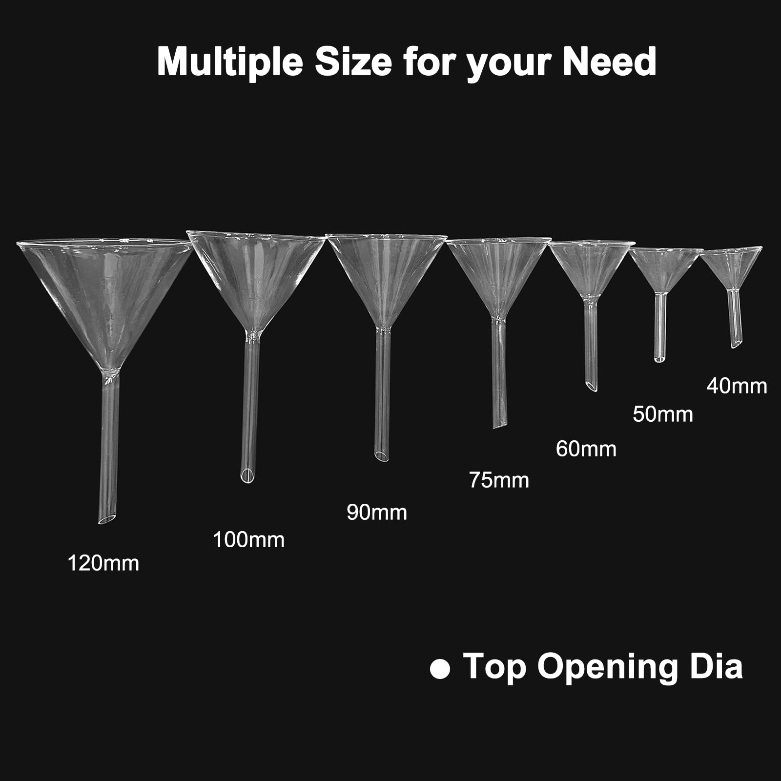 PATIKIL 100mm Imbuto In Vetro, Corto Gambo Scientifico In Vetro Borosilicato Spessa Parete Per Riempire Bottiglie Uso Casa Laboratorio Cucina