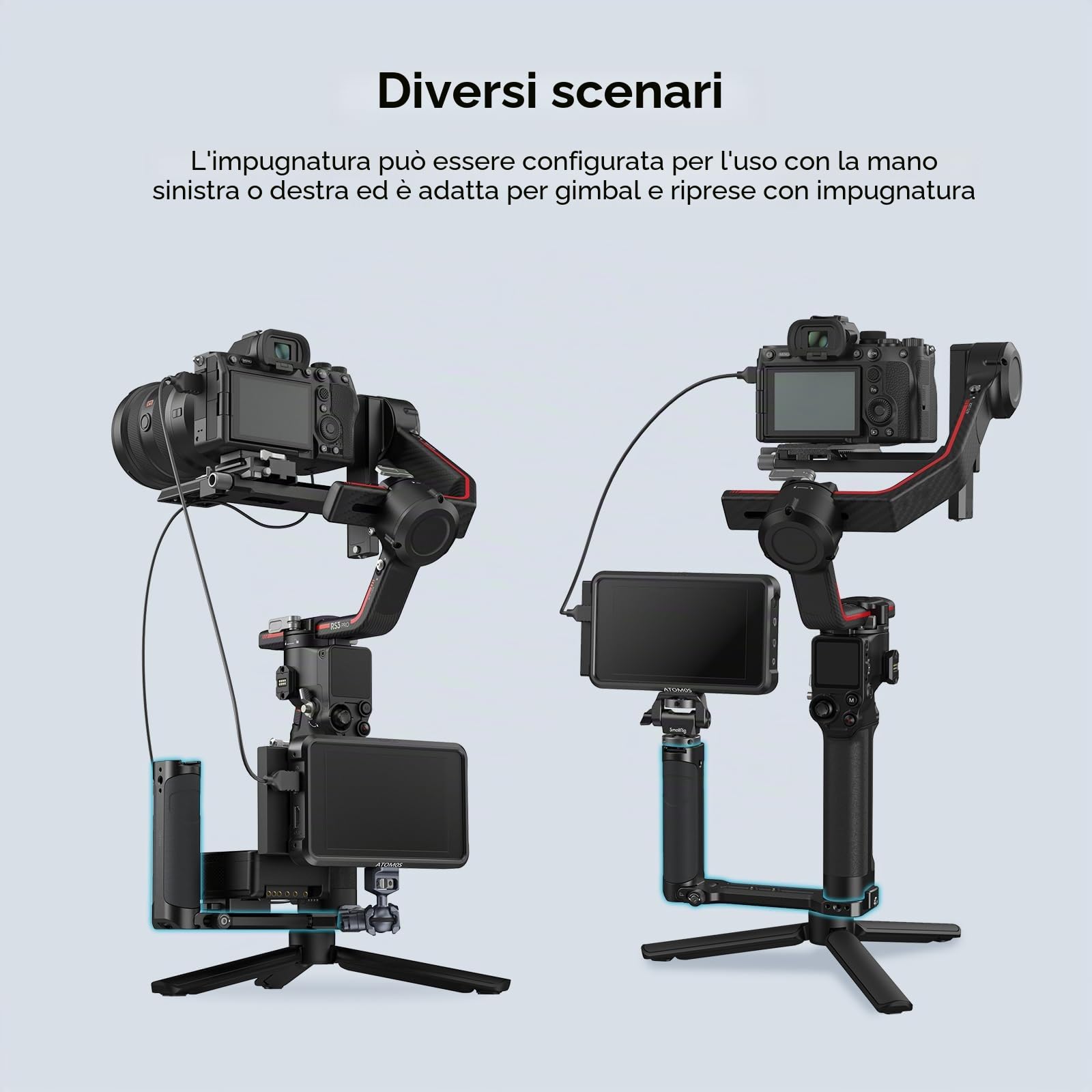 SMALLRIG Maniglia laterale per DJI RS 4 Mini/RS 4 / RS 4 Pros/Ronin-S/Ronin-SC/RS 3 / RS 3 Pro/RS 3 Mini/RS 2 / RSC 2 e ZHIYUN Crane 2S/2/V2 & MOZA Air 2 / AirCorss 2 Gimbals - 2786C