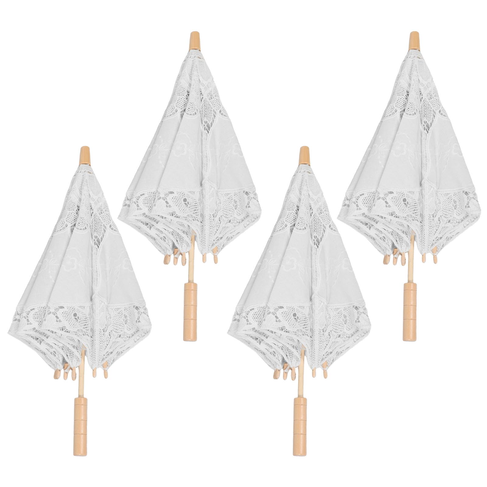 CLISPEED 4 Pièces Parapluie de Mariée Blanc en Dentelle 24 Pouces