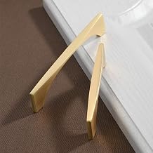 Gold Cabinet Drawer Pulls, Brushed Brass Pulls Handles for Dresser Drawers Bathroom Cabinet Hardware 96mm 6 Pack