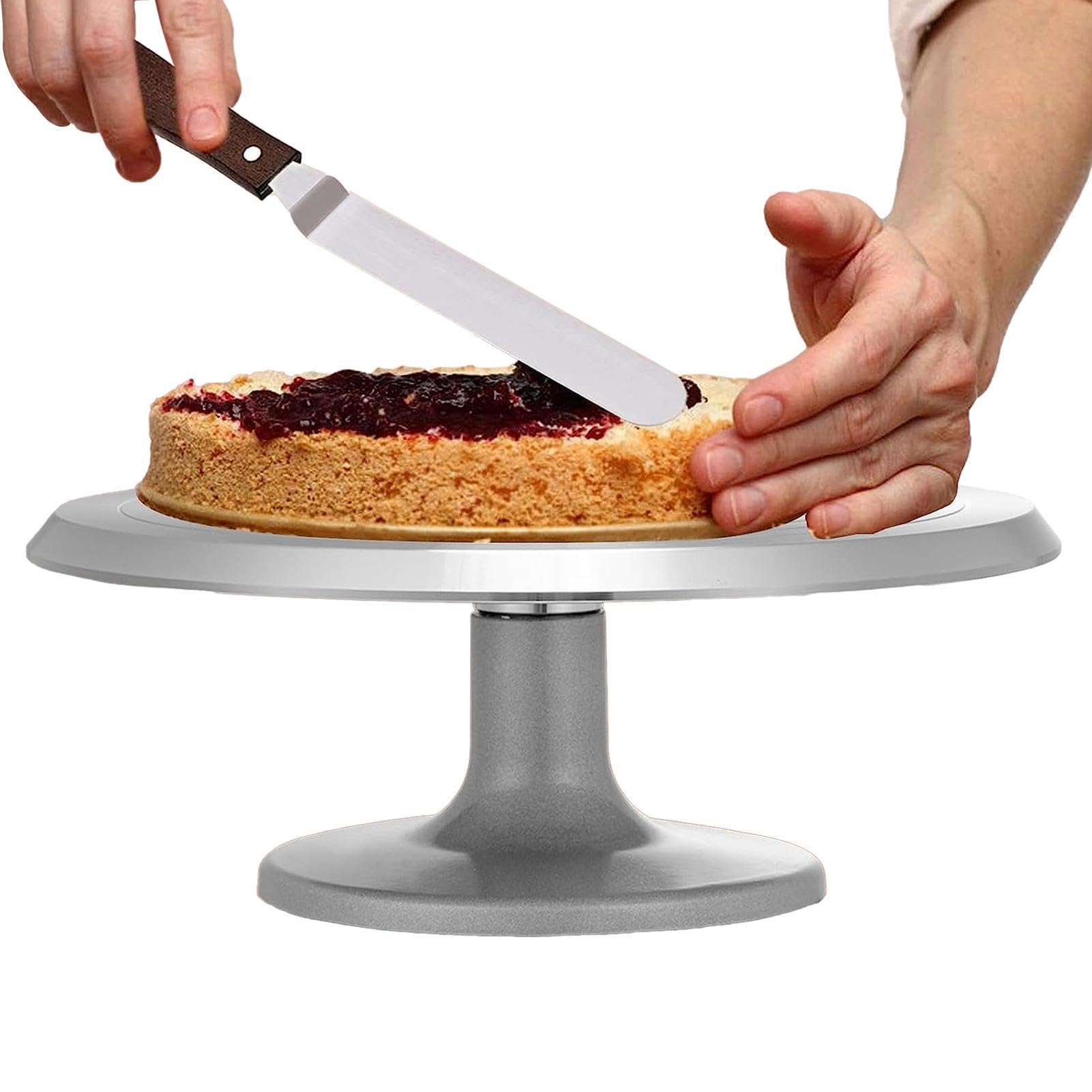 Support à gâteau rotatif, support à gâteau décoratif avec prise en main améliorée en alliage, plateau rotatif facile à , surfaces lisses, plateau tournant à gâteau, pour réunion, mariage, fête