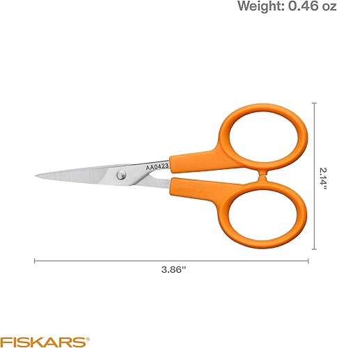 Miniatura 5 de Fiskars Tijeras rectas con mango naranja, cuchillas de acero inoxidable, mango ambidiestro de doble bucle