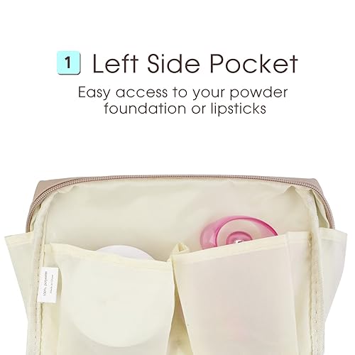 Miniatura 3 de Bolso pequeño de maquillaje para viaje cosmetiquera para mujeres y niñas hecha de piel vegana Marrón NW5038