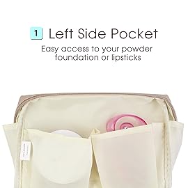 PU Leather Makeup Bag Travel Cosmetic Bag Organizer Make up Bag with Organization Pockets for Women (Large, Brown)