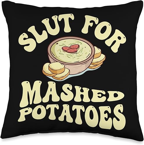 Miniatura 5 de Slut For Mashed Potatoes Seasoning and Chick Funny Gag Gifts - Almohada de 18 x 18 pulgadas, multicolor