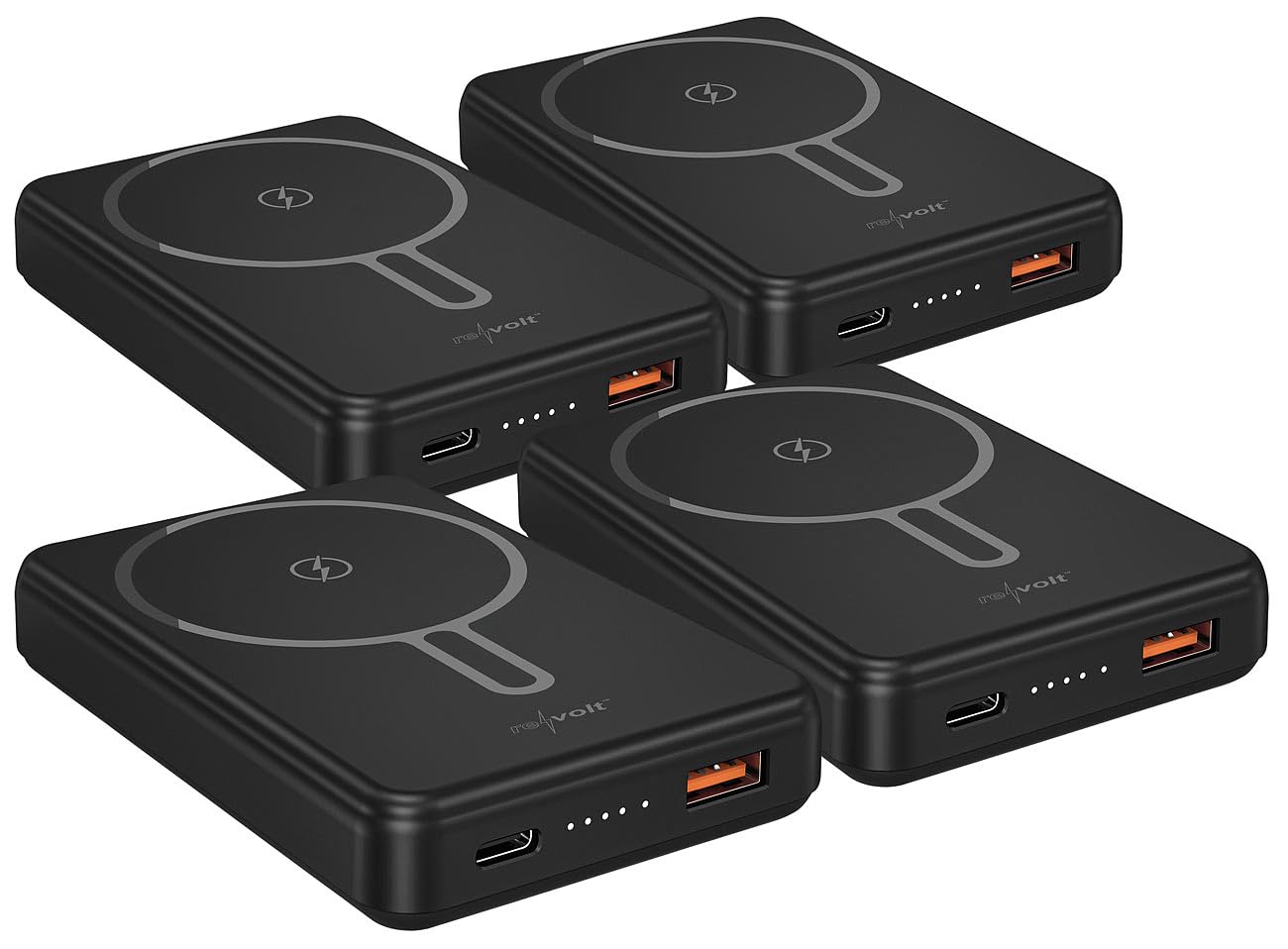 revolt powerbank qi fast: Set da 4 Powerbank Wireless, nero, 10.000 mAh, 22,5 W PD (Qi wireless, per iPhone 12, cassaforte)