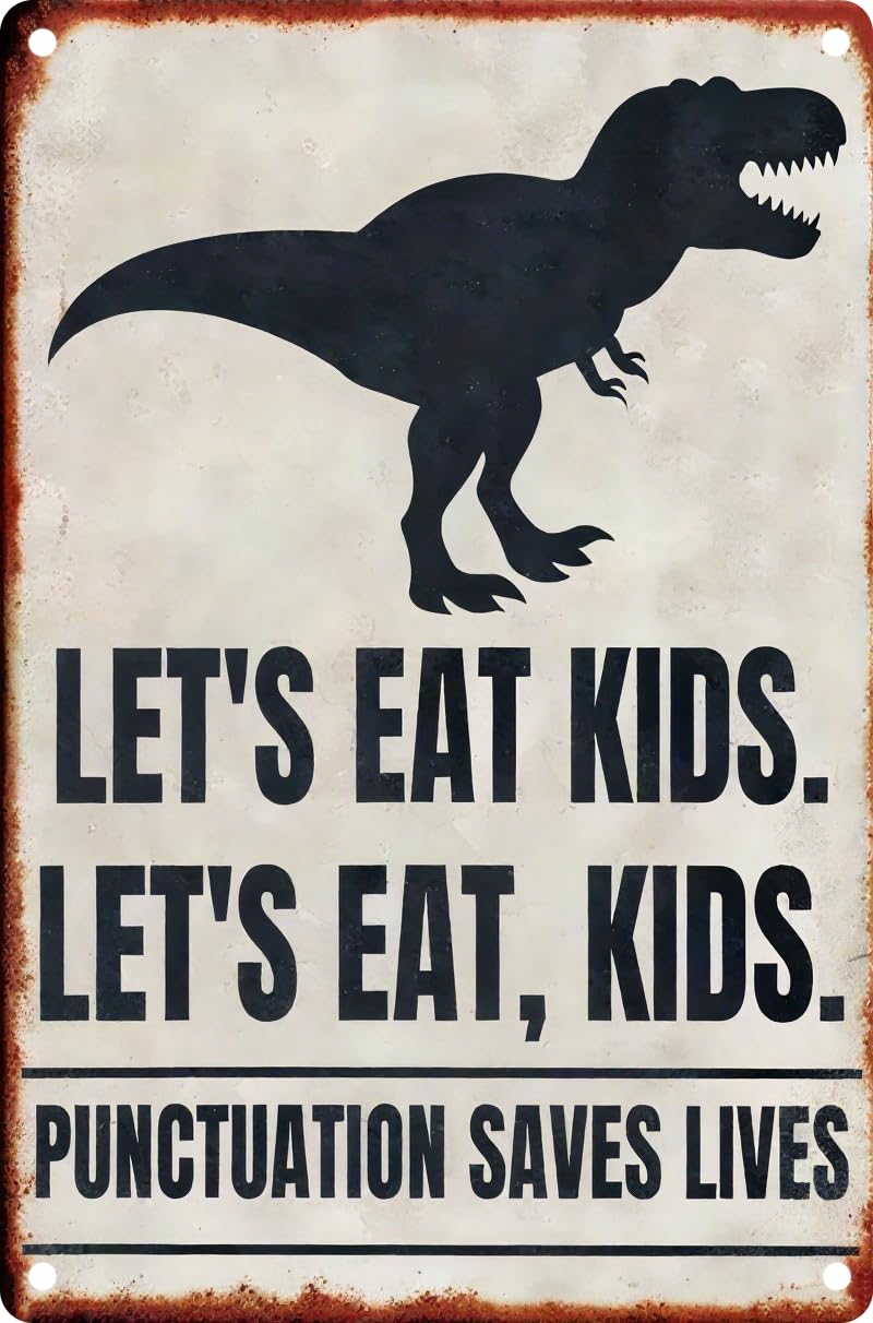 Vintage Tin Sign Retro Metal Let'S Eat Kids Signs For Home Decor Stylish Wall Art Plaques Gift For Home Bathroom Kitchen And Gothic Wall Decor In Every Room 12x8 In